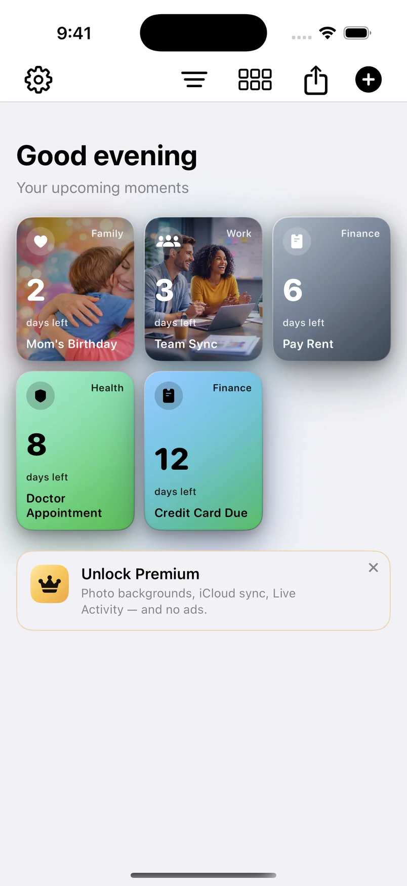 Daystreak Countdown Real app screenshot