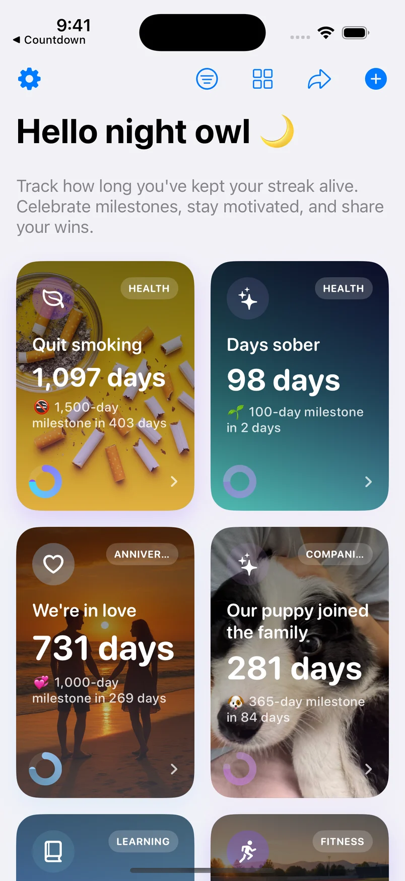 Daystreak Real app screenshot